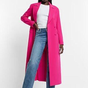 Hot Pink Maxi Buttoned Trench Coat - NWT, never worn
